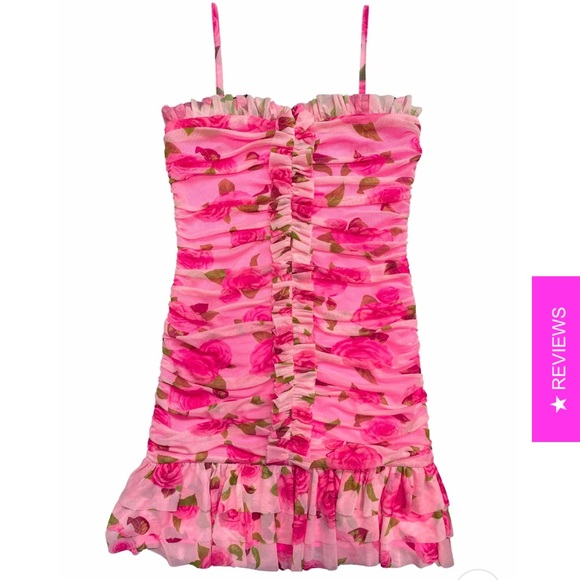 Katie J NYC Juniors BOBBI MESH RUFFLE DRESS - Picture 1 of 5